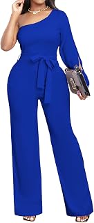 sexycherry Formal Jumpsuits for Women Dressy Long Straight Pants with Belt