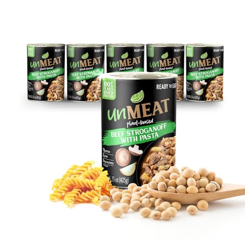 unMEAT Plant Based Meat | Easy to Prepare Plant Based Protein | Vegan Meat with Less Calories, Beef Stroganoff with Pasta, 6 pack