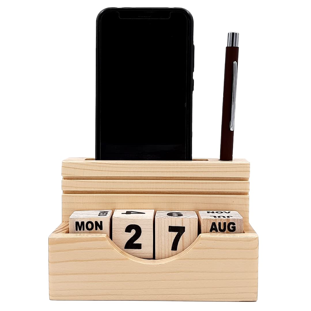 Pen Stand with Perpetual Calendar for Office Table Stylish, Pen Stand with 100 Years Calendar
