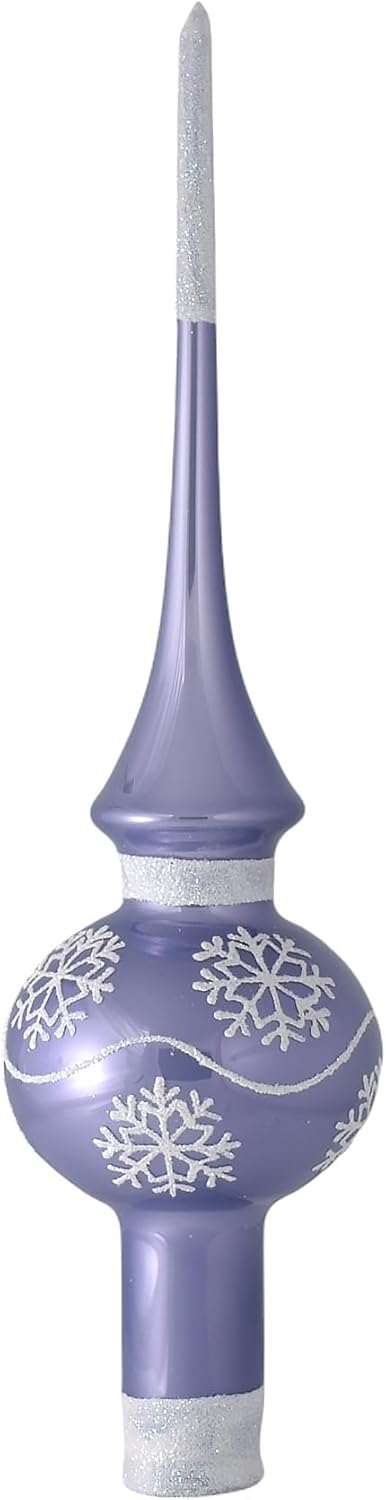 Blue Glossy Hand Blown Glass Christmas Tree Topper. Made in Ukraine.