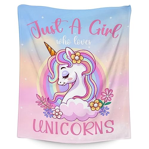 Unicorn Blanket Gifts - 60x80 Inches Cute Throw for Girls - Pink Soft Fuzzy Blankets for Bed, Couch & Living Room