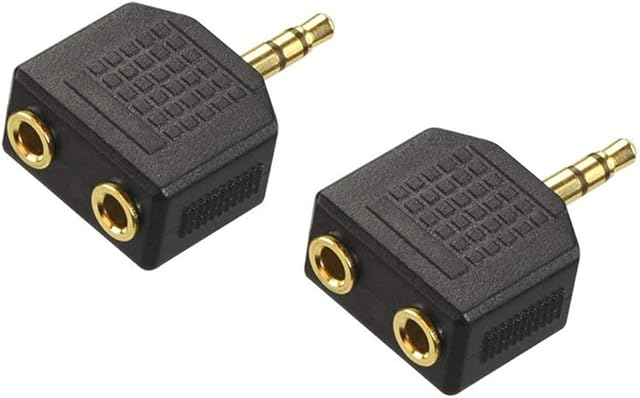VCE 2-Pack 3.5mm Headphone Y Splitter, Gold Plated 3.5mm 1/8 inch Male to Dual Female Stereo Jack Adapter Converter