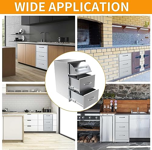 Image of Outdoor Kitchen Triple Drawers 17 inch W x 30 inch H x 21 inch D Built-in BBQ