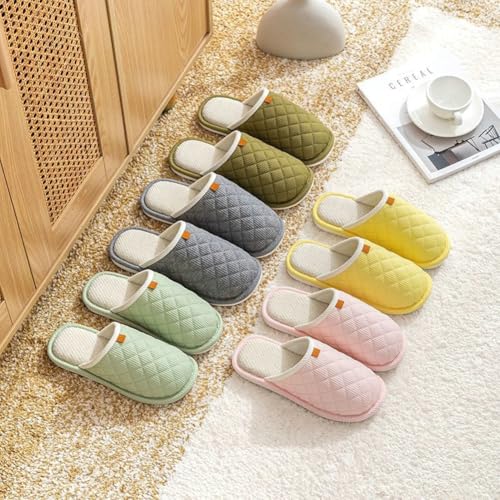 Caistre Cotton Slippers for Women Men 2025 Fall Cozy Slip-On House Shoes Soft Memory Foam Non-Slip Slipper2
