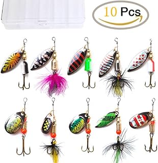 KINGFO 10pcs Fishing Lures Spinnerbait For Bass Trout Salmon Walleye Hard Metal Spinner
