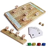 Horse Racing Oak Board Game, Come with Instructions & 11 Durable Horses Dice & Cards & Chips for Adu