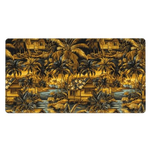 Tapis de souris de jeu grand format hawaïen rétro imprimé bord de mer