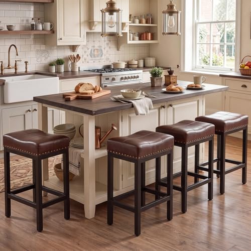 DUMOS Saddle-Seat Counter Stool Set of 4