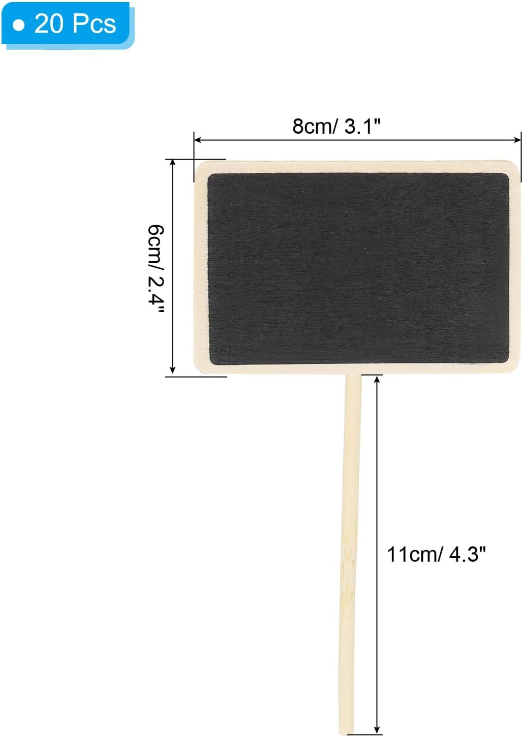 PATIKIL 20 Pcs Wood Plant Chalkboard, 6.7"x3.1" Gardening Plant Tags for Plant Decorative Florist Flower Price Tags Markers, Black (Rectangle Shape)