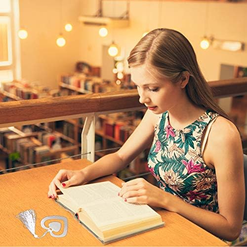 2pcs Bookmarks for Women Heart Bookmarks Metal, with Elegant Tassel, Silver Book Markers for Gilrs Teacher Reader Christmas Thanksgiving Wedding Valentine Gift
