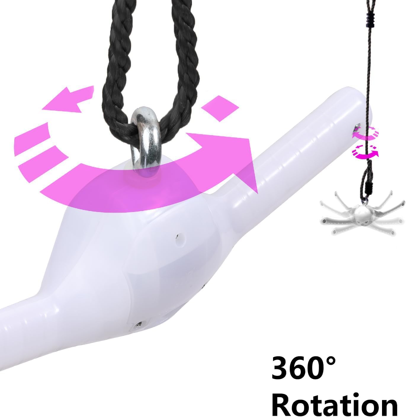 Adventure Sports Light Up Twister Tree Swing - Ninja Warrior Obstacle Course Attachment for Kids Outside Spinning Toy with Adjustable Rope and Carabiner, Spinners for Kids Ages 5 and Up