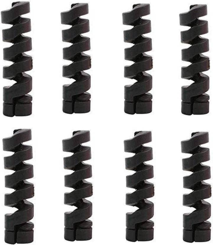 Deepsheila Multipurpose Spiral USB Cable Protector Data Charger Cable Saver Protective Cable Cover Set, Lightweight Durable Flexible Wire Winder for Charging Cables Laptop Earphone- Black (8 PCS)
