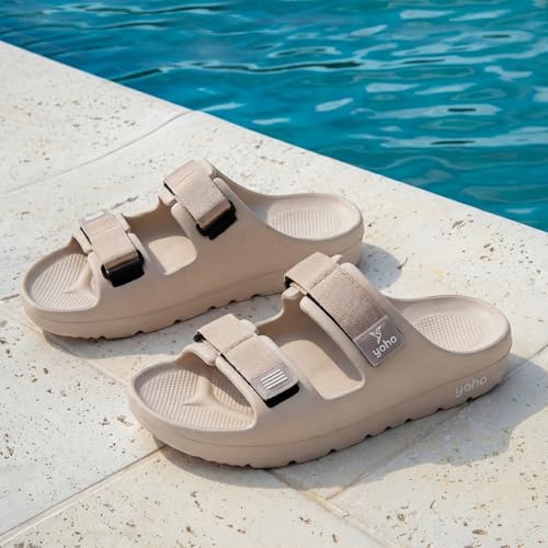 Image of YOHO Wilo Double Strap Sliders for Men | Cushioned & Lightweight | Adjustable Strap | Comfortable Monsoon Footwear & Rainy Sandals