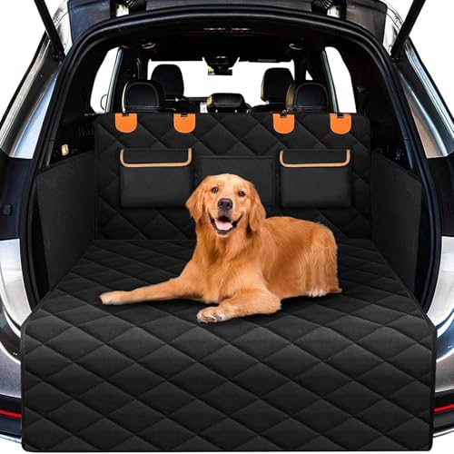Waterproof Non-Slip SUV Cargo Liner for Dogs,Universal Pet Boot Protector Mat with Side Flaps & Storage Bag,Durable Dog Car Cover for Sedan, Vans, Truck Travel Camping