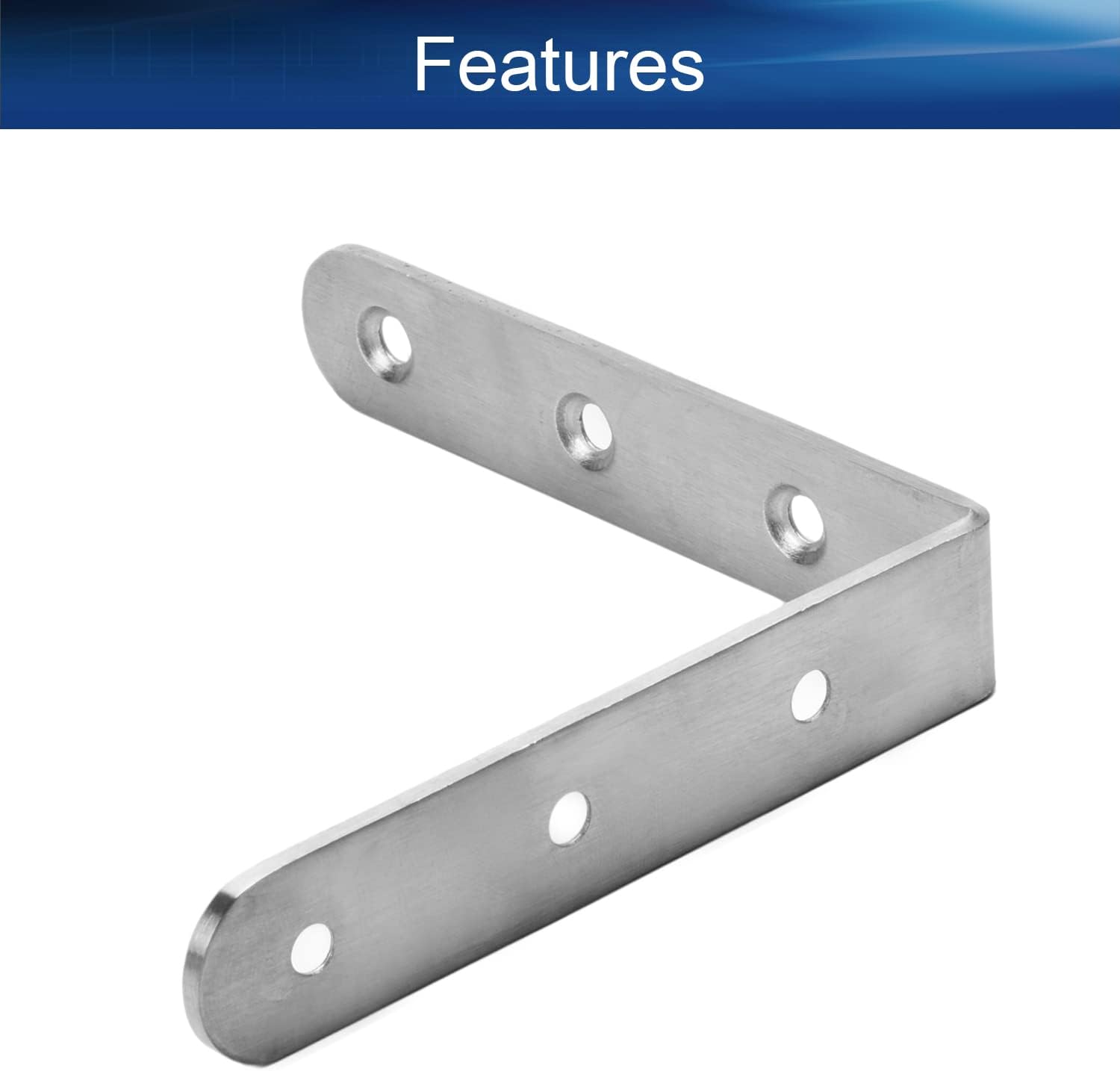 Corner Brace 4 PCS 3.94" x 3.94"L-Shaped Silver Bracket Gusset Plate Joint Right-Angle Bracket Fasteners Brushed Stainless Steel Surface Connection Angle Bracket