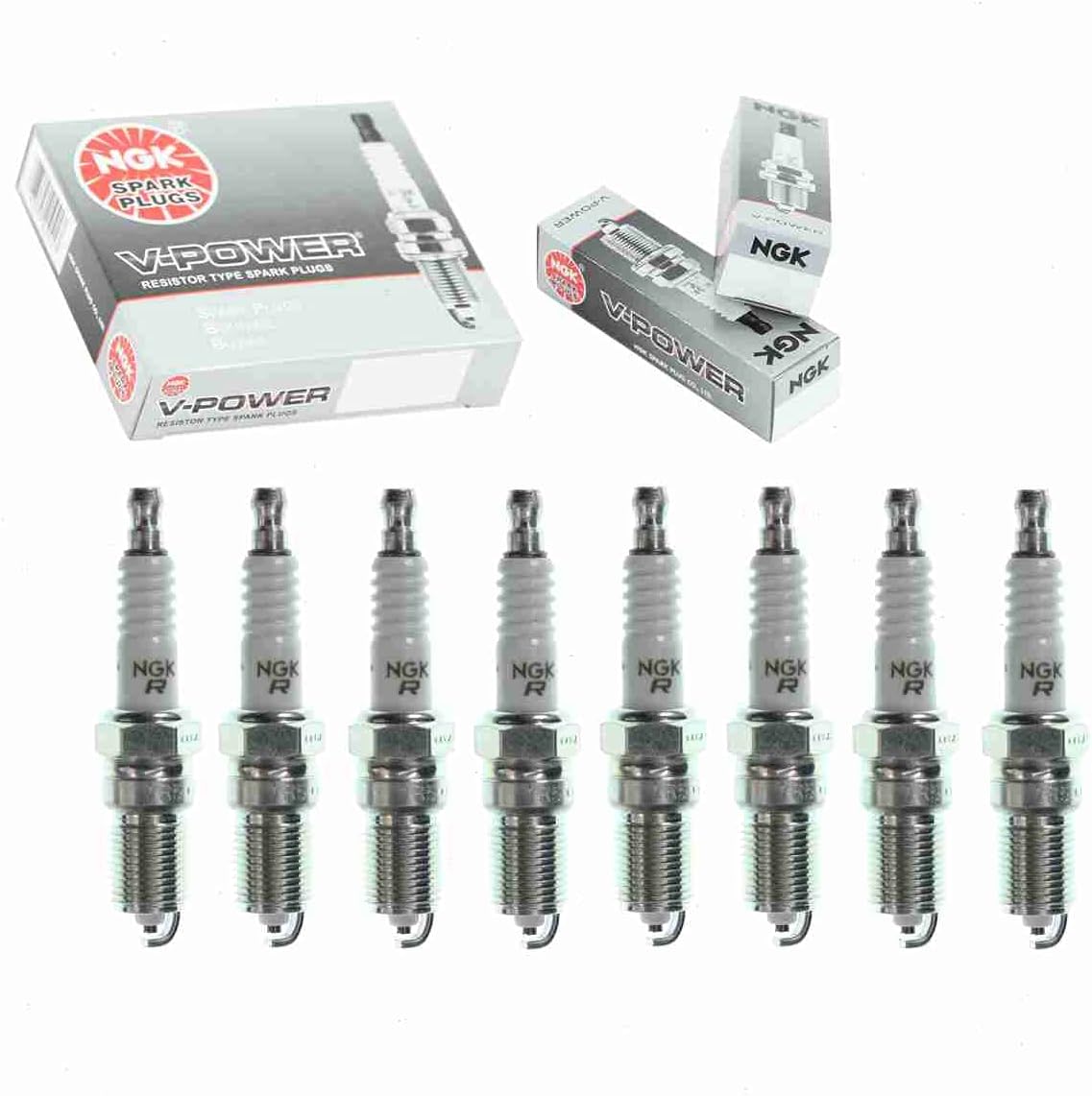 8 pc NGK V-Power Spark Plugs compatible with Chevrolet Express 2500 4.8L 5.3L 5.7L 6.0L V8 1998-2017