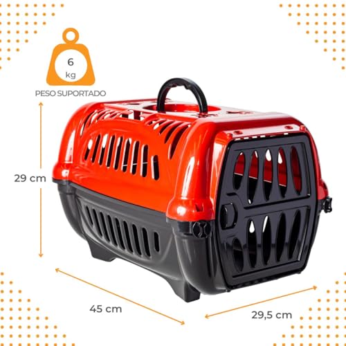 Utility Pet & Lar, Caixa de Transporte Cães Gato Bolsa Pet Até 6 kg Kennel Cor:Vermelho