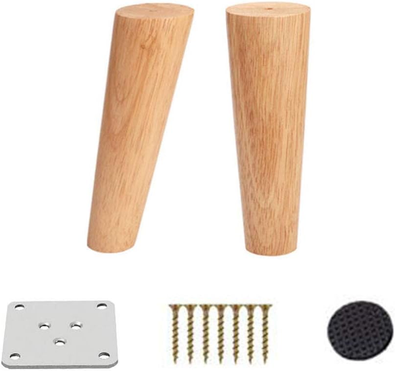 4Pcs Wooden Furniture Legs, Wood Sofa Legs Solid Wood Cone Tapered Replacement Furniture Feet for Couch Chair Bed Cupboard Tea Table TV Cabinet Ottoman(Wood Color)(B8cm)