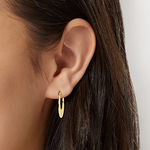 Canaria 10Kt Yellow Gold Graduated Ribbed Hoop Earrings #TOP1