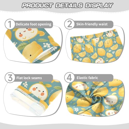 KLL Citrus Floral Colorful Lemons Girls Basic Leggings Casual Full Length Activewear Exercise3