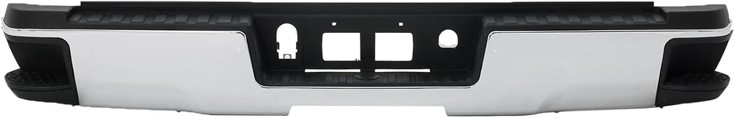 Rear Steel Step Bumper Assembly for 2014-2018 Chevy Silverado 1500 & GMC Sierra 1500 without Park Sensor Holes Chrome Back Bumper Replacement for GM1103176,with Pads Brackets and License Plate Lights