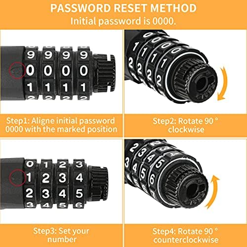 Bike Lock Bicycle Chain Wikay High Security 4-Digit Number Bike Cable Resettable Combination Bike Chain Foldable Locks for Bicycle Outdoors 160cm/63in Long for Bike Scooter Strollers Grills
