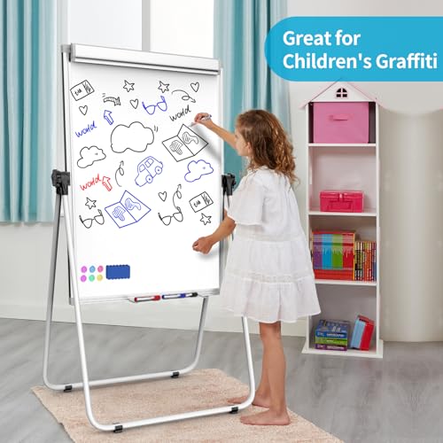 U Stand Double Sided Magnetic Dry Erase Board with Easel Stand, 40"x28" Whiteboard with Flipchart Paper Pad (25 Sheets)- Height Adjustable Standing Whiteboard for Office, Homeschooling & Studio, White by DexBoard - Image 7
