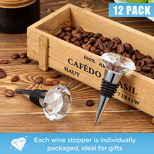 12 Pieces Wine Beverage Bottle Stopper Corks Reusable Diamond Plug Wine Corks For Wine Bottles Crystal Bottle Stopper For Wine Decorative Accessories With Individual Present Box #TOP3