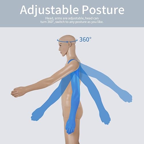 Miniatura 5 de Maniquí masculino de cuerpo completo forma de vestido de costura modelo soporte ajustable 73 pulgadas maniquí desmontable realista cuerpo exhibición