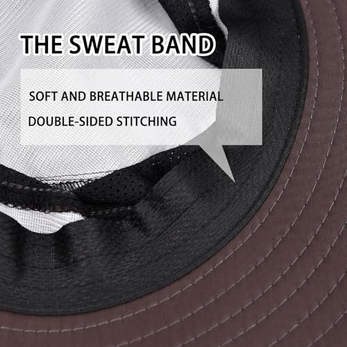 Image of Sun Hats for Men Women Fishing Hat UPF 50+ Breathable Wide Brim Bucket Hats Summer UV Protection Safari Hat with Neck Flap