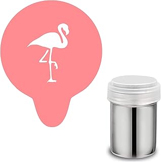 Flamingo Stencil. Acrylic Reusable Coffee Cappuccino Cocktail Cupcake Cake Art Stencil (Stencil & Shaker set)