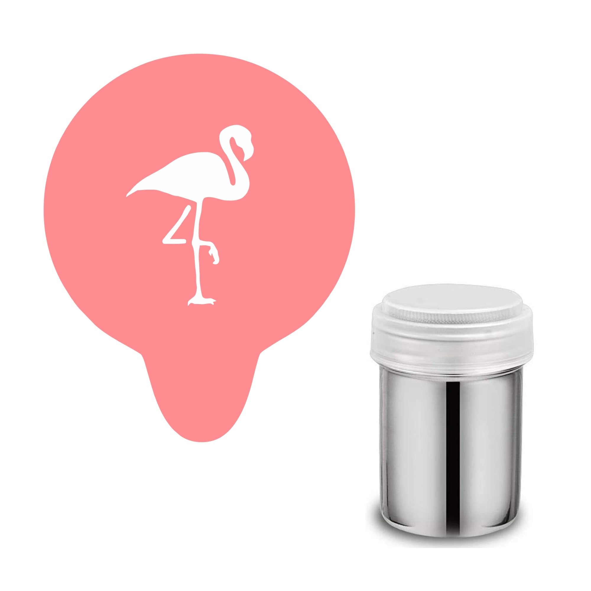 Flamingo Stencil. Acrylic Reusable Coffee Cappuccino Cocktail Cupcake Cake Art Stencil (Stencil & Shaker set)