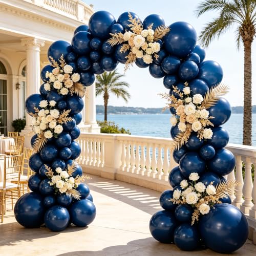 Image of 108Pcs Double Stuffed Navy Blue Balloon Garland Arch Kit