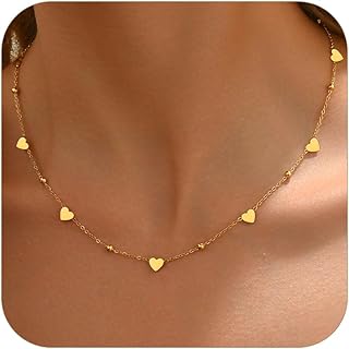 Gold Chain Necklace for Women 18K Gold Plated Dainty Star Cross Heart Cuabn Choker Chains Stainless Steel Trendy Jewelry Christmas Gifts