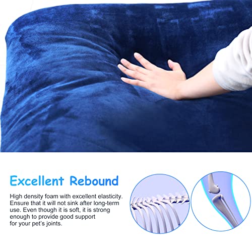 Image of Magic Dog Super Soft Extra Large Dog Bed Jumbo Pet Beds Orthopedic 47 Inches Washable Fabric Anti Slip Bottom Dog Sleeping Mattress With Removable Cover, Blue Xl