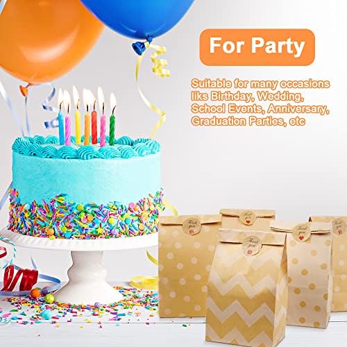 Flintronic Paper Bags, 40 Pcs Brown Paper Bags Gift Bags with 24 Stickers, Kraft Paper Bags for Kids Party, Celebrations, Baby Shower, Birthday, Halloween, Christmas(8 * 13 * 24cm)