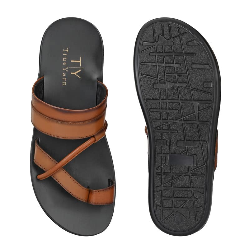 Image of Men's Original Leather Slippers | Thong Slippers For Men | Stylish & Trendy | Double Toned | Durable | Casual