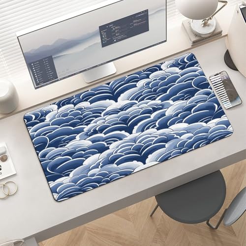 Pad mouse grande antideslizante azul y blanco 30x60cm miniatura 6