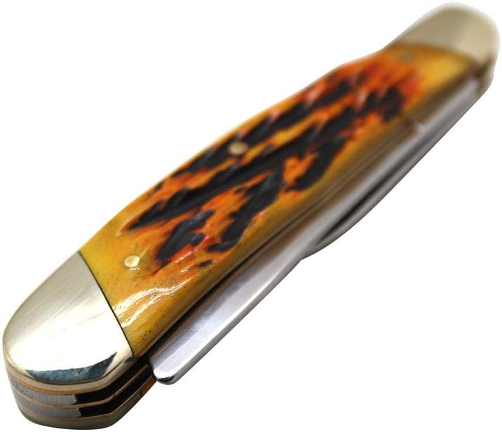 Old Ram Collection Everyday Carry Manual Folding Pocket Trapper Knife w/Smooth Resin Handle (Burnt Bone)