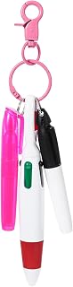 Nurse Pen Set for Badge, Include Retractable Ballpoint, Permanent Marker Pen, Tip Highlighter with Keychain Clip, Nursing Badge Accessories (Pink)