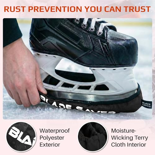 GlideDry Ice Skate Guards - Premium Ice Skate Soakers for Figure Skating & Hockey | Absorbent, Moisture Wicking Terry Cloth Lining | Quick-Dry, Machine Washable, Fits Multiple Sizes (Black, Medium)