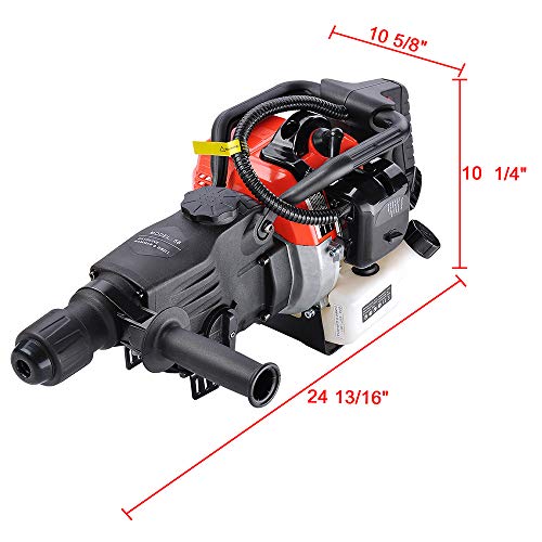 Yescom 1000W 2In1 Gasoline Demolition Jack Hammer 2 Stroke 32.7Cc Drill Chisel Concrete Breaker With Fuel Mixing Tank Epa #TOP6