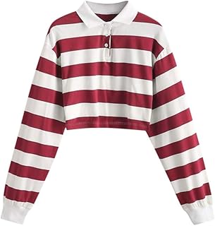 SHOBDW Camisa de Manga Larga Crop Top Raya Estampada Suéter Corto Sudadera Jersey Suéter para Niñas y Mujeres Invierno Mujer Abrigos Deportivos Liquidación Venta
