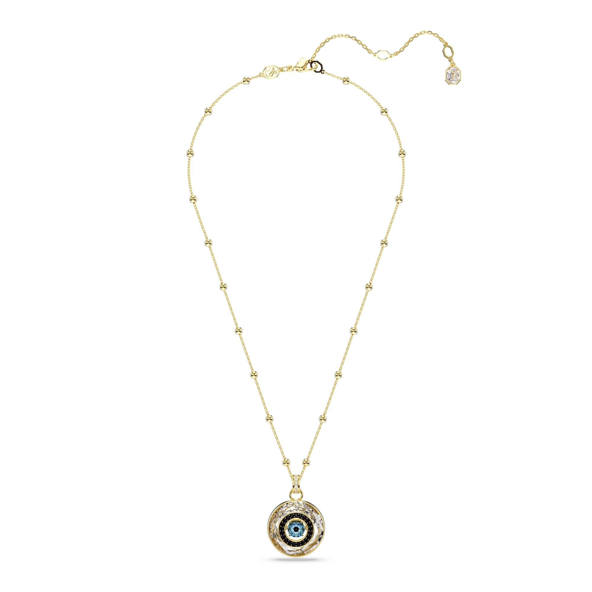 Swarovski Symbolica - Colgante chapado en oro con diseño de mal de ojo, unisex, mediano, multicolor, 42-52 cm, metal, circonita cúbica