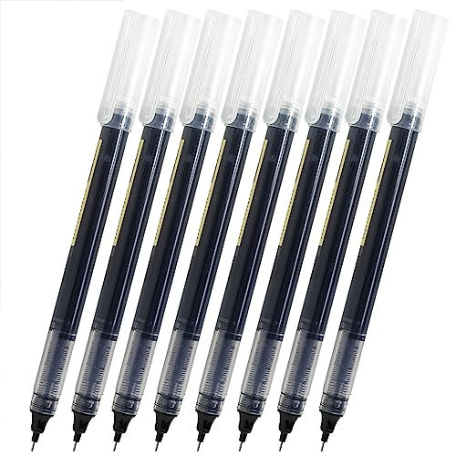 Idcrea Liquid Ink Roller Ball Pens Black Ink Non Smear 0.5 Mm Fine Needle Point Pens Multiple Colors Available For College Students Men Office 8 Count #TOP4