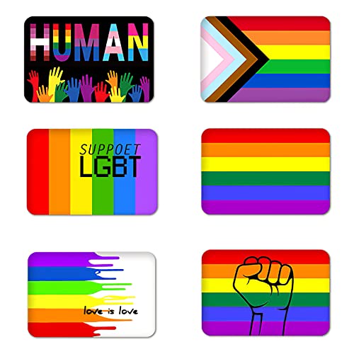 GELASGO 6 Packs Pride Gay Rainbow Flag Lapel Pins, Progress Pride Brooches Pin for Clothes, Backpacks, Bags