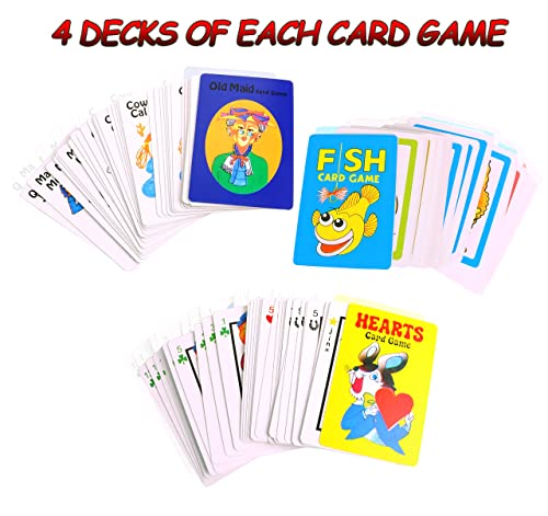 Card Games For Kids - Hearts, Go Fish, And Old Maid Playing Cards - Educational For Boys And Girls For Party Favors, Goody Bag Filler, Prizes - Classic Card Games Set Of 12 #TOP1