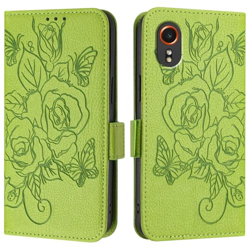 Samsung Galaxy Xcover 7 5G�P�[�X�A�E�H���b�g�P�[�X �X���� PU���U�[ �t�H���t���b�v�t�H���I�P�[�X�A�J�[�h�z���_�[+���X�g�X�g���b�v�t���ϏՌ��ی�P�[�X�ɑΉ�(Green)