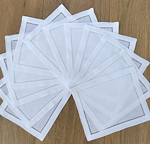 Servilletas de lino blanco 6x8 pulgadas pack 12 miniatura 4
