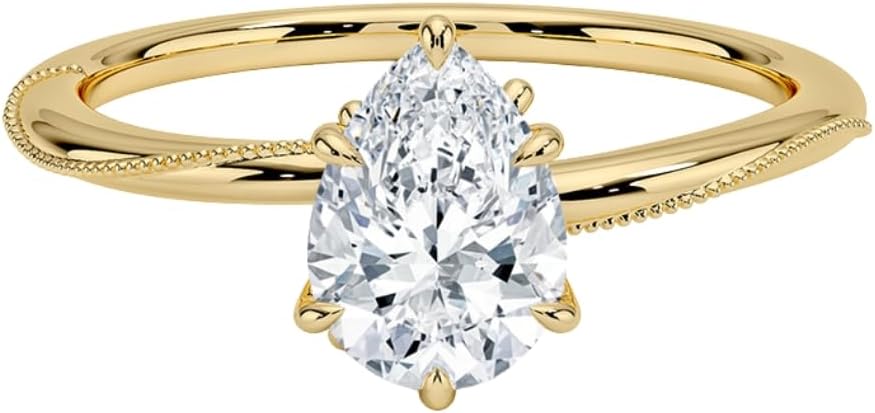 1-5 CT Moissanite Engagement Ring Colorless VVS1 10K 14K 18K Solid Gold & 925 Sterling Silver Camellia Milgrain Moissanite Engagement Ring Christmas gift for Women